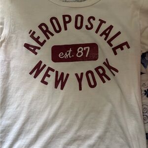 Aeropostale White Tee with Maroon Print